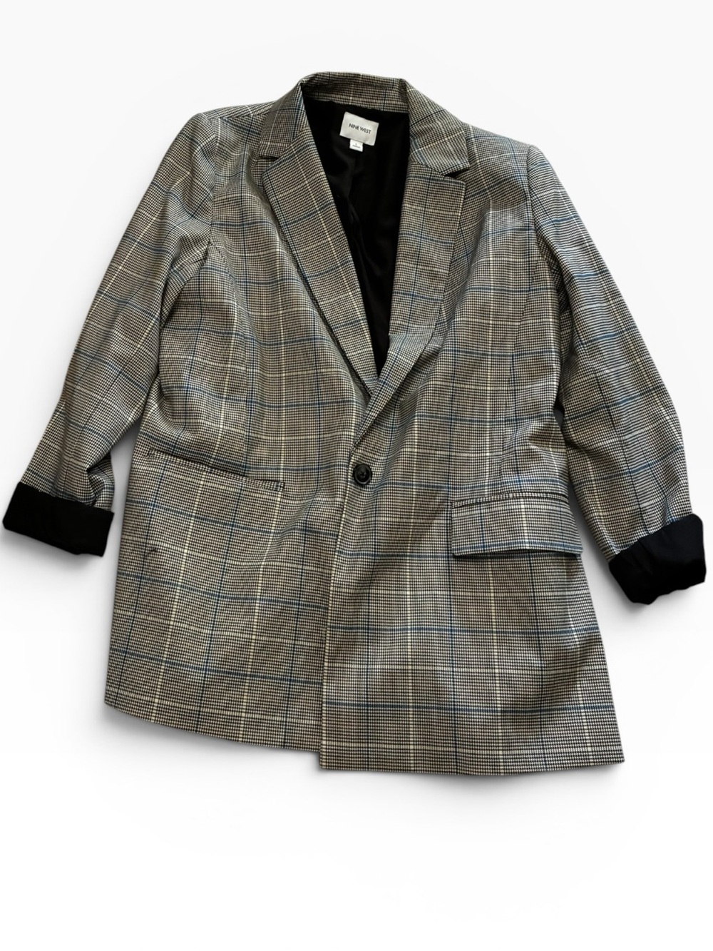 Nine West Black-Lined Houndstooth Blazer